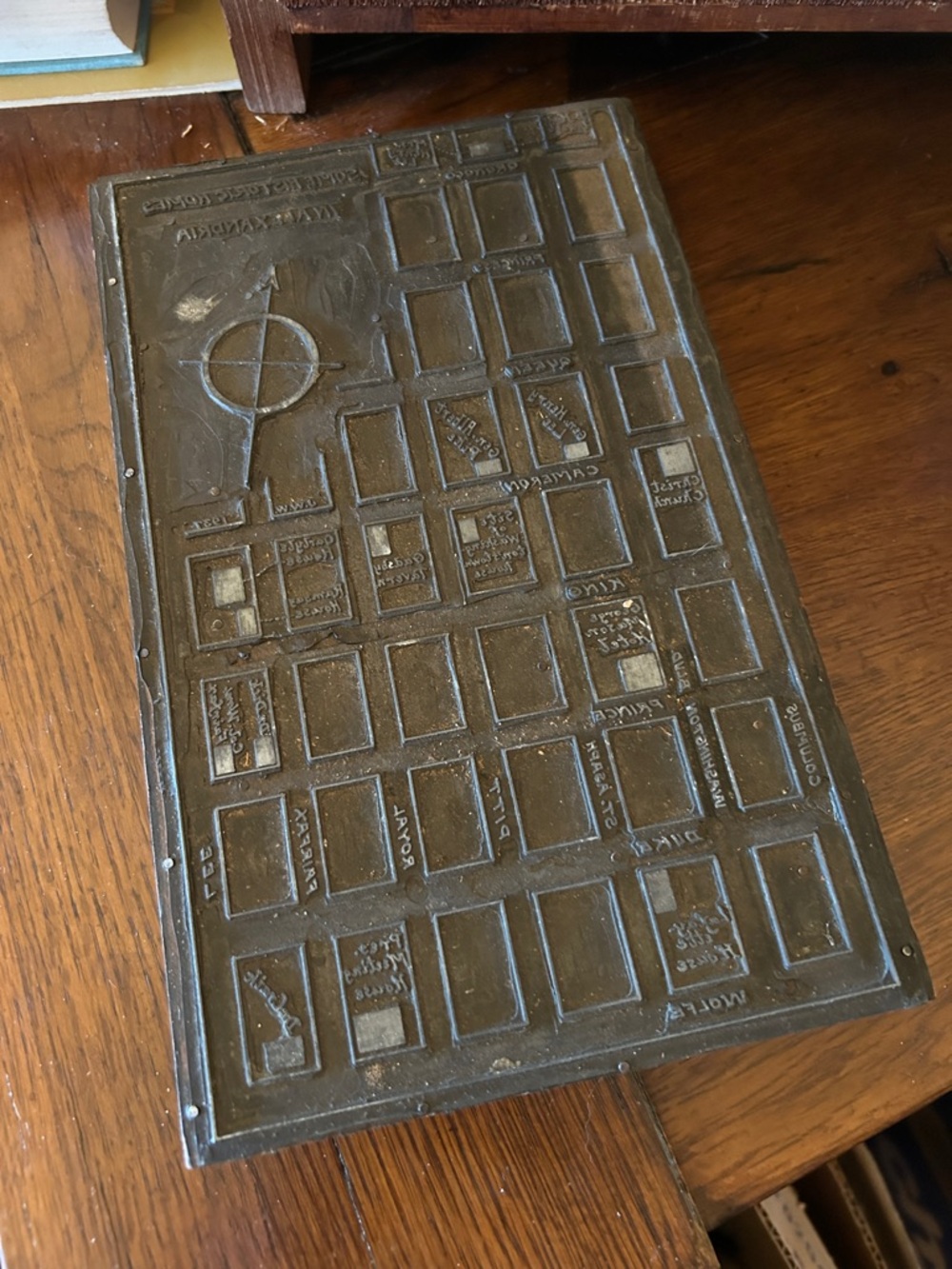 Antique Lead Type Printing Block with Alexandria, VA Historic Homes Map Relief